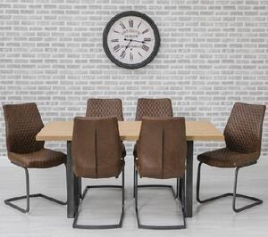 Lenia Dining Table In Oak Effect With 6 Lima Brown Chairs