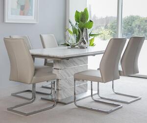 Luisa Dining Table In White Marble Effect With 6 Presto Chairs