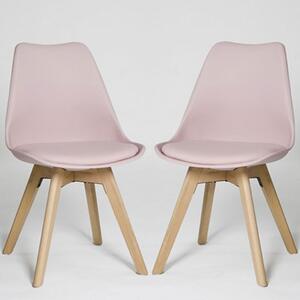 Regis Set Of 4 Dining Chairs In Pink With Wooden Legs