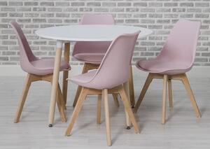 Regis Wooden Dining Table Set In Pink With 4 Chairs