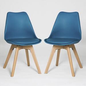 Regis Set Of 4 Dining Chairs In Blue With Wooden Legs