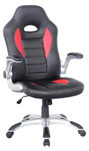 Tolled Faux Leather Gaming Chair In Red And Black