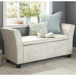 Ventnor Fabric Ottoman Seat In Oyster Crushed Velvet