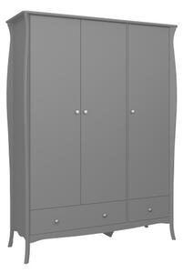 Braque Wooden Wardrobe With 3 Doors And 2 Drawers In Grey