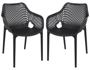 Aultos Outdoor Black Stacking Armchairs In Pair