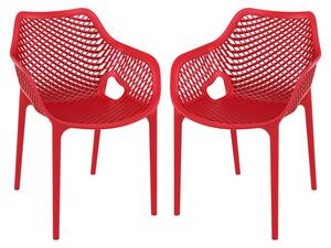 Aultos Outdoor Red Stacking Armchairs In Pair