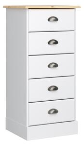 Nebula Narrow Wooden Chest Of 5 Drawers In White And Pine