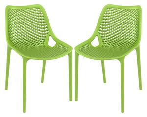 Aultas Outdoor Tropical Green Stacking Dining Chairs In Pair