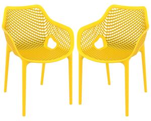 Aultos Outdoor Yellow Stacking Armchairs In Pair