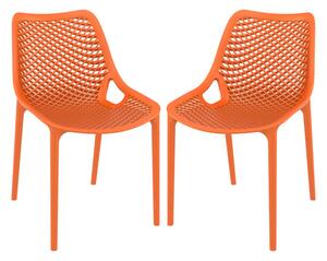 Aultas Outdoor Orange Stacking Dining Chairs In Pair