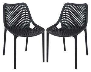 Aultas Outdoor Black Stacking Dining Chairs In Pair