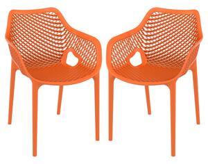 Aultos Outdoor Orange Stacking Armchairs In Pair