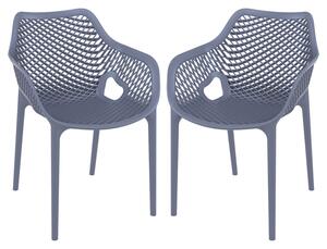 Aultos Outdoor Dark Grey Stacking Armchairs In Pair