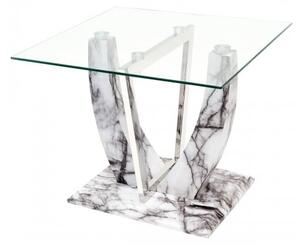 Riviera Glass Lamp Table In Clear And Marble Effect Base