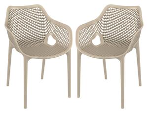 Aultos Outdoor Taupe Stacking Armchairs In Pair