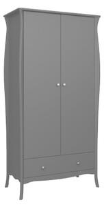 Braque Wooden Wardrobe With 2 Doors And 1 Drawer In Grey