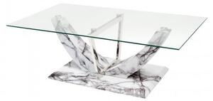 Riviera Glass Coffee Table In Clear And Marble Effect Base