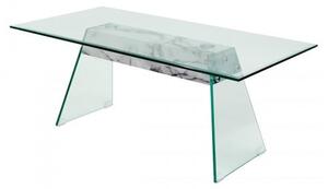 Vancouver Glass Coffee Table In Clear And Marble effect Support