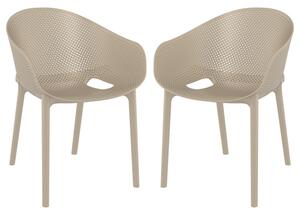 Shipley Outdoor Taupe Stacking Armchairs In Pair