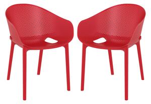 Shipley Outdoor Red Stacking Armchairs In Pair