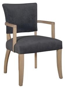 Dukes Velvet Armchair With Wooden Frame In Dark Grey