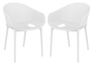 Shipley Outdoor White Stacking Armchairs In Pair