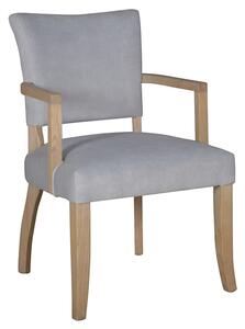 Dukes Velvet Armchair With Wooden Frame In Light Grey