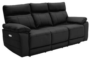 Posit Electric Recliner Leather 3 Seater Sofa In Black