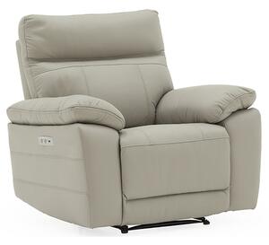 Posit Electric Recliner Leather 1 Seater Sofa In Light Grey