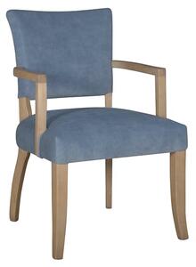 Dukes Velvet Armchair With Wooden Frame In Blue