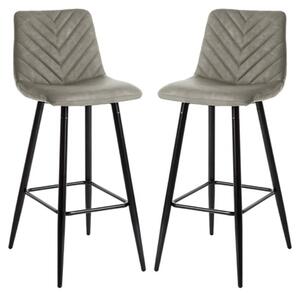 Malabo Taupe PU Leather Bar Chairs With Metal Frame In Pair