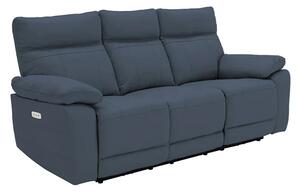 Posit Electric Recliner Leather 3 Seater Sofa In Indigo Blue