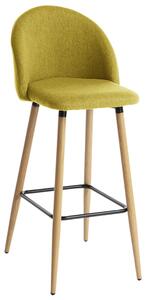 Nissan Fabric Bar Stool With Solid Wooden Legs In Mustard