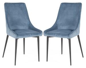 Payton Teal Velvet Dining Chairs With Metal Legs In Pair