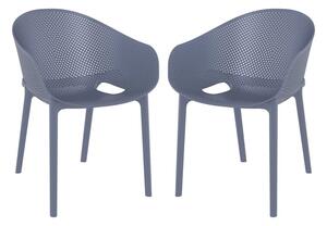 Shipley Outdoor Dark Grey Stacking Armchairs In Pair