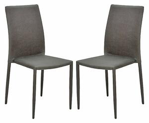 Enzi Dark Grey Fabric Dining Chairs In Pair