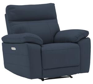 Posit Electric Recliner Leather 1 Seater Sofa In Indigo Blue