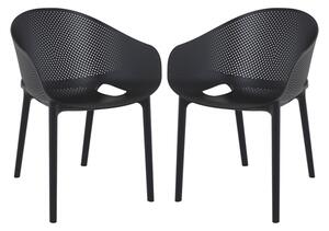 Shipley Outdoor Black Stacking Armchairs In Pair