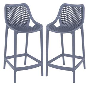 Arrochar Outdoor Dark Grey Polypropylene Bar Stools In Pair