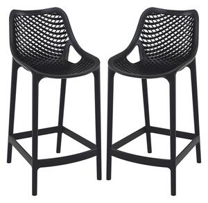 Arrochar Outdoor Black Polypropylene Bar Stools In Pair