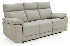 Posit Electric Recliner Leather 3 Seater Sofa In Light Grey