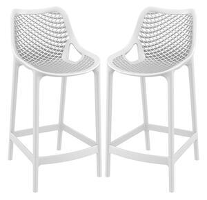 Arrochar Outdoor White Polypropylene Bar Stools In Pair