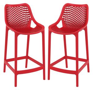 Arrochar Outdoor Red Polypropylene Bar Stools In Pair