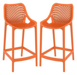 Arrochar Outdoor Orange Polypropylene Bar Stools In Pair