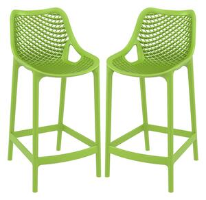 Arrochar Outdoor Green Polypropylene Bar Stools In Pair