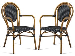 Toller Outdoor Black Aluminium Cane Effect Armchairs In Pair