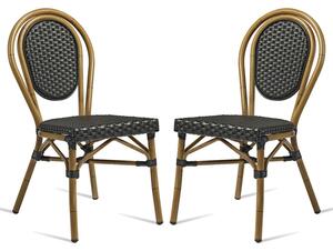 Toller Outdoor Black Aluminium Cane Effect Dining Chair In Pair