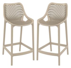 Arrochar Outdoor Taupe Polypropylene Bar Stools In Pair