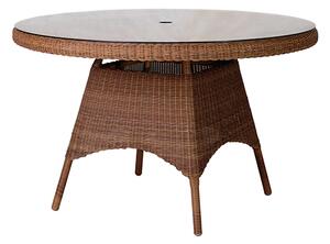 Sanmo Outdoor Round 1200mm Glass Top Dining Table In Red Pine