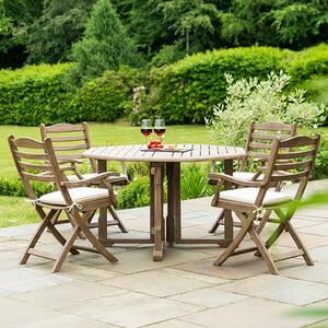 Strox Outdoor Gateleg Dining Table With 4 Folding Armchairs